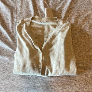 heather grey button up long sleeve sweater